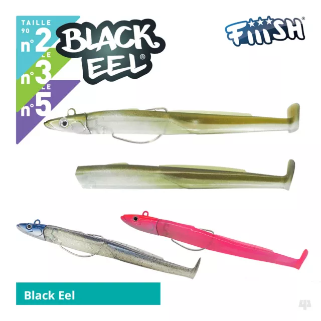 Fiiish Black Eel Lures Combo Pack - Bass Wrasse Pollock Cod Salmon Sea Trout