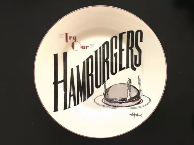 Vintage Mid Century Mod Mummer1 Try Our Hamburgers Plate 8 1/2"