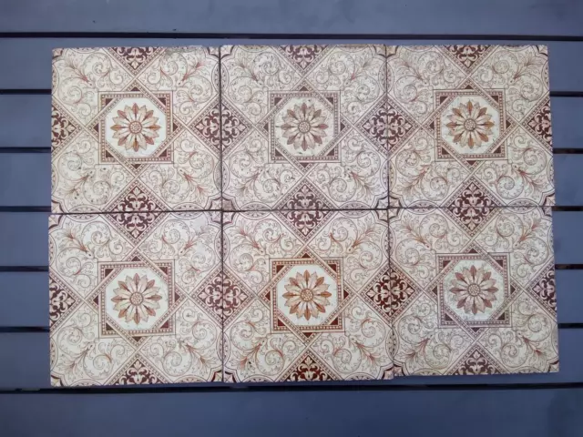 6 x Antique MINTON CHINA WORKS TILES * Salvaged * c1875 * Good Condition