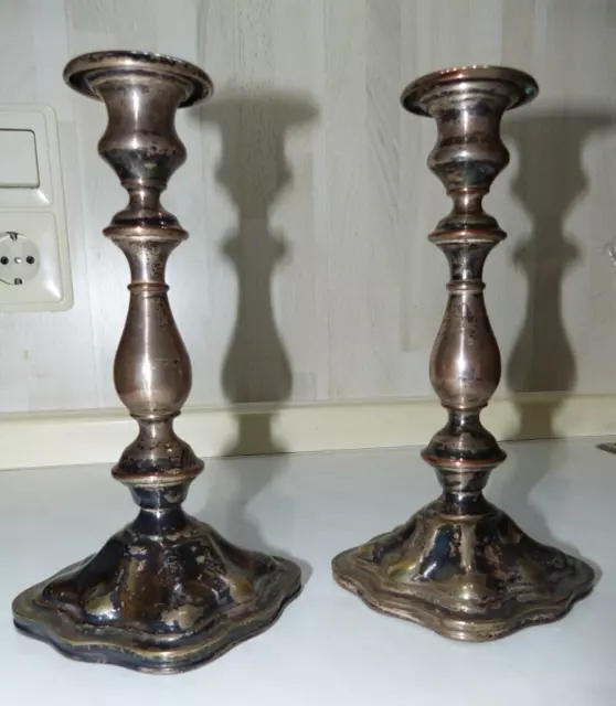 Kerzenständer Kerzenhalter Kerzenleuchter versilbert, Polen, zw. 1874 und 1887