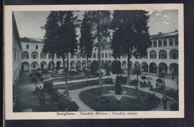 Cartolina Savigliano Ospedale Militare Giardino Interno AD1525A