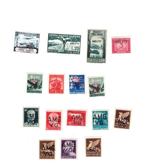 Italy AMG - FTT, AMG - VG, AMG - Trieste, PM ~ Lot of 16 Allied Stamps