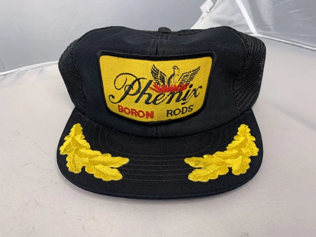 Vintage Phenix Boron Rods Fishing Trucker Cap Snapback Black Mesh Patch 80’s 90’