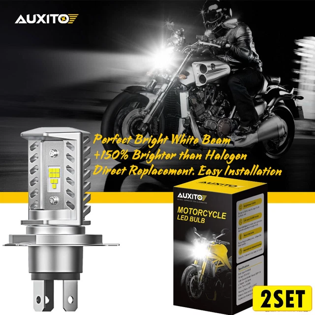 2X H4 9003 HB2 LED Bulb HID White 360° Hi/Lo Beam Motorcycle Headlight Super Bri