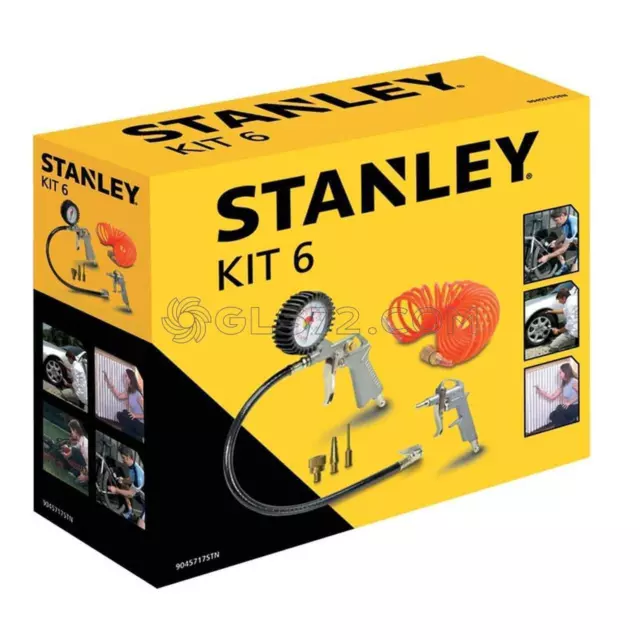 Kit Stanley 6 Pneumatic Kit Accessori Compressore Pistola Soffiaggio Gonfiaggio