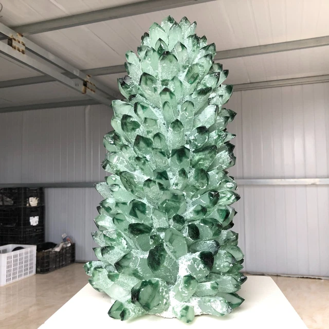25.5LB Find Green Phantom Quartz Crystal Cluster Mineral Specimen Healing Q503