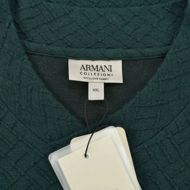 ARMANI COLLEZIONI Mens Green Textured Geometric V Neck Sweater Shirt XXL NWT 3