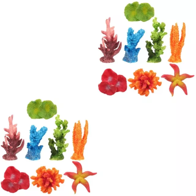 2 Set Ornements D'aquarium Plantes Artificielles Mini Fleur De Corail