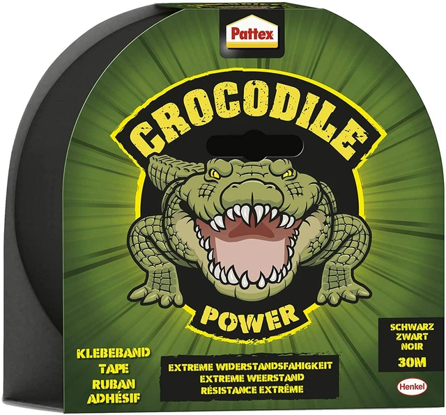 Pattex Coccodrillo Nastro 30m Nero Forte Nastro IN Tessuto Con Doppio Spessore