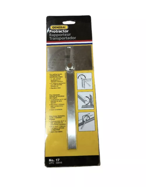 General Tools CF-17 Chrome finish, Stainless Steel Protractor New/NOS