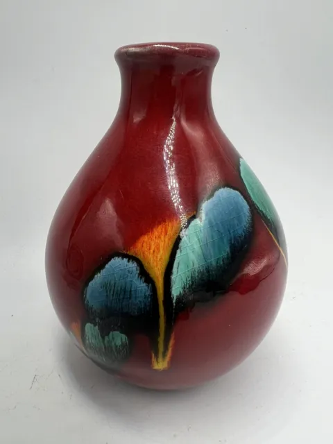 Vintage Poole Pottery 'Volcano' Pattern Living Glaze Bud Vase 13cm