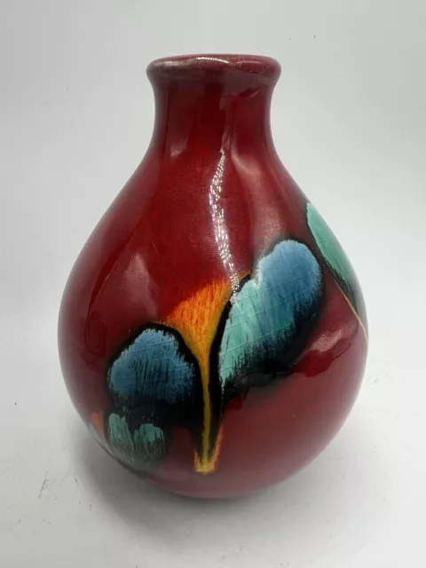 Vintage Poole Pottery 'Volcano' Pattern Living Glaze Bud Vase 13cm
