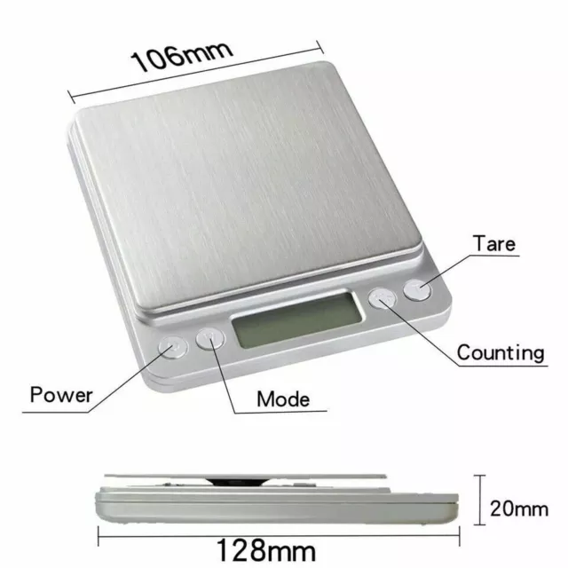 Digital Weight Scale Kitchen Jewelry Gold Grain Food MiniSize Gram 2000g x 0.1g 2