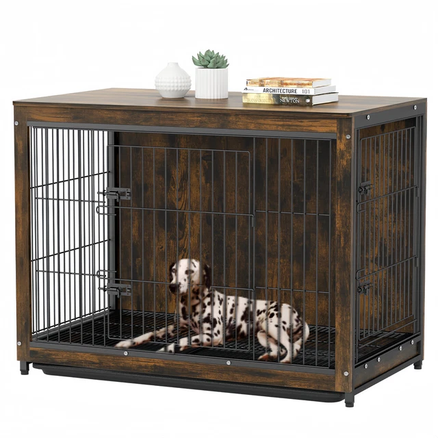 XXL WOODEN DOG Crate Heavy Duty Metal Frame Lockable Door W/Movable