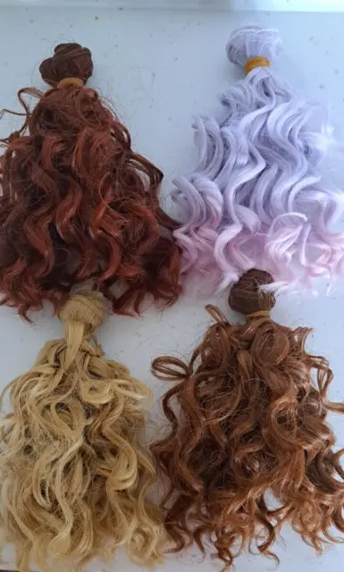 BJD Doll Wig Hair 15cm x 100cms Curly Hair Synthetic in four colours