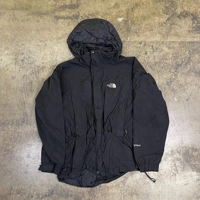 The North Face Rain Coat Hyvent Outdoor Vintage Jacket Black Mens Large