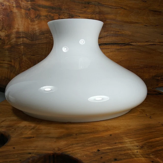 12" Tam O'Shanter White Milk Glass Hurricane Glass Lamp Shade Flat Edge