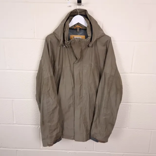 TIMBERLAND Waterproof Jacket Mens XL Hooded Full Zip Lined Rain Coat Brown