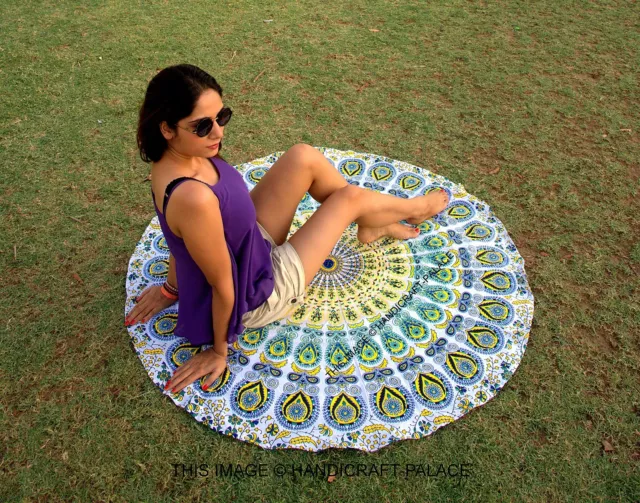 Mandala Rond Tenture Tapisserie Murale Yoga Tapis Boho Décor Plage Picnic Drap