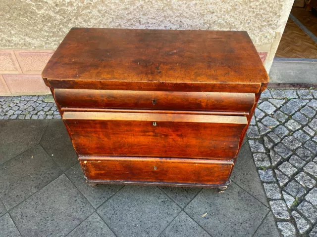 ::Kleine Kommode Biedermeier Birke Um 1840  Antik Originalzustand Vintage