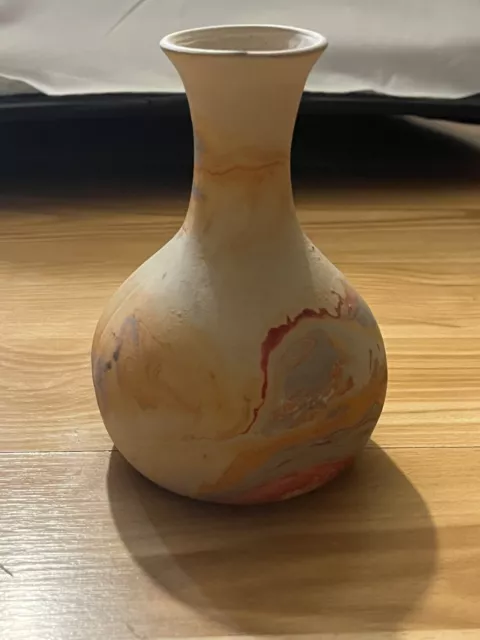 Tall Nemadji Indian River Minn.  Pottery Vase, Swirl