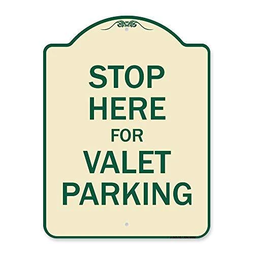 SignMission Designer Series Sign - Stop Here for Valet Parking | Gauge Alumin...