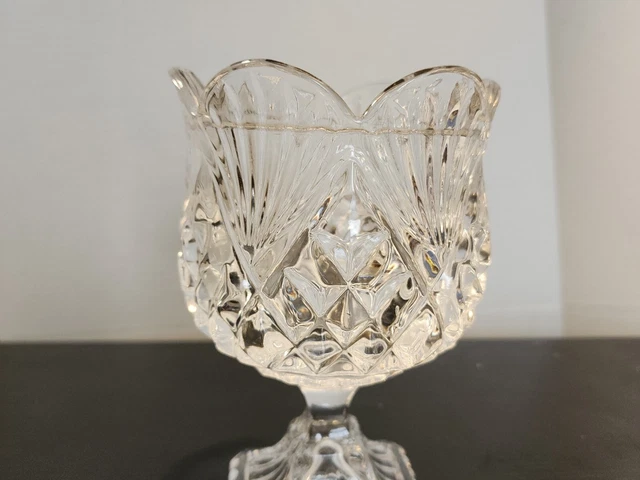 Shannon Lead Crystal Compote Pedestal Tulip Rim Rose Bowl 7"T Designs of Ireland