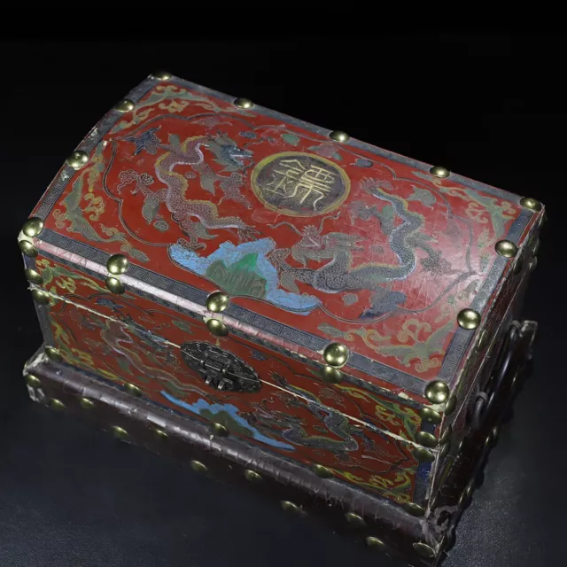 Chinese Lacquerware Hand-carved Exquisite Dragon Pattern Boxes 14848 3