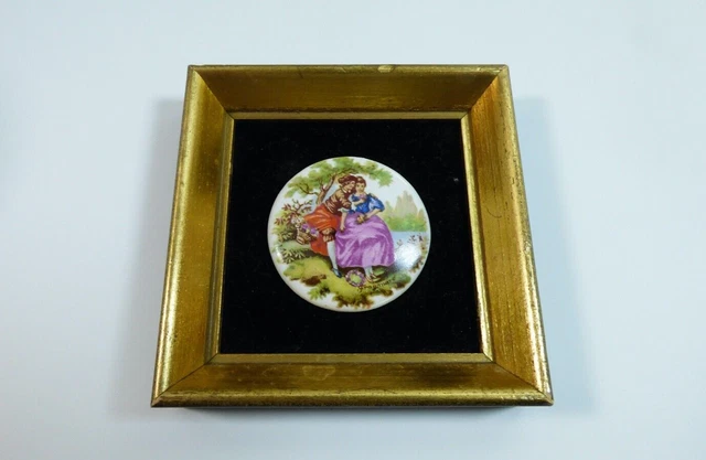 Vintage circa 1940's  Limoges Cameo Gold Gilt Framed Plaque B&S Creations NY