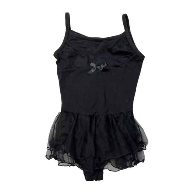 Freestyle Danskin Dance Bodysuit Leotard Tutu Skirt Solid Black Girls Small 6/6X