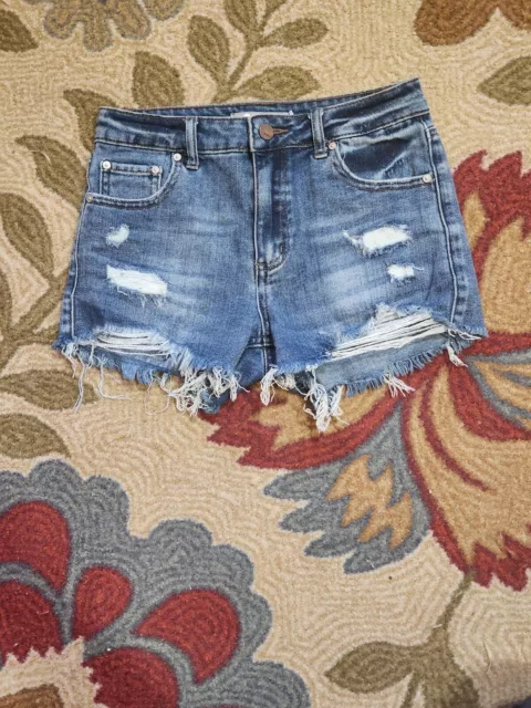 Tractr Distressed Jean Shorts Girls Size 4 Stretch Denim Cut Off Med Wash