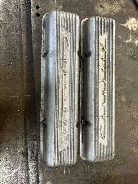 Corvette 1960 - 1967 C2 7 Fin Aluminum Valve Covers OEM Lester # 3767493 SBC