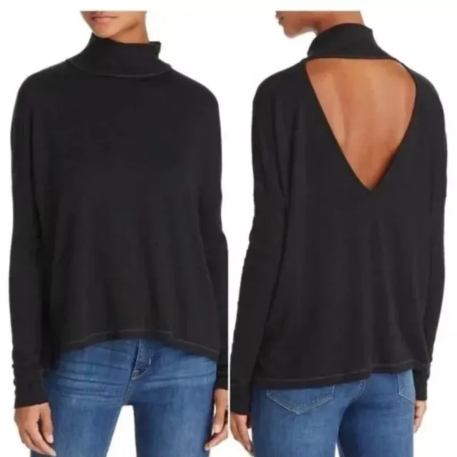 Rag & Bone Amelie Black Mock Neck Open Back Sweater Size Large