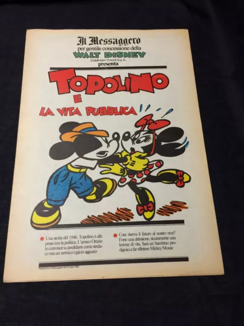 Mickey Mouse Minnie Mouse Disney Topolino Comic Italian Il Messaggero Newspaper