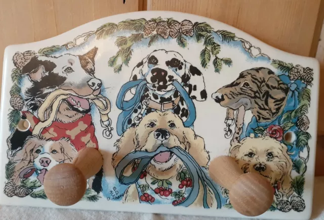Vintage Beautiful  Dog Wall Entryway Leash/ Key Hanger