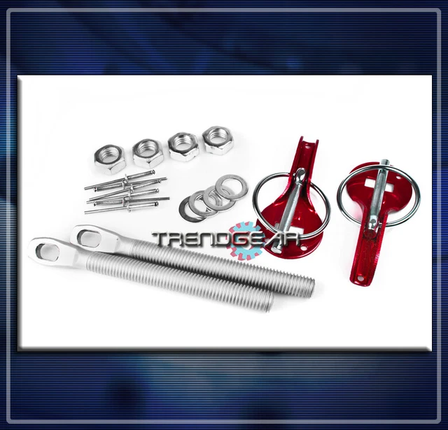 RACKING HOOD PINS Lock Kit Jdm Red Lincoln Mini Cooper Plymouth Neon