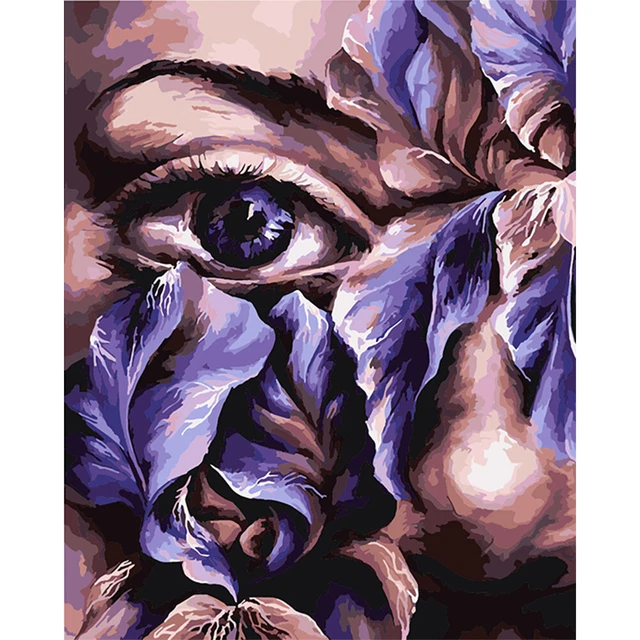Face Flower Oil Paint By Numbers Kit DIY Acrylic Painting on Canvas Frameless FS