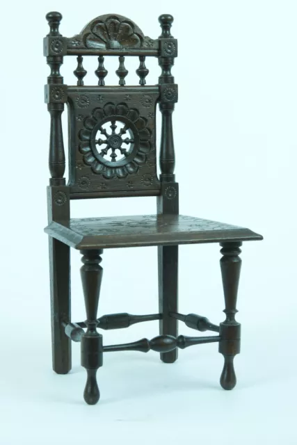 Fine Breton/Brittany Wooden Miniature Doll chair furniture Hand carved folk Art