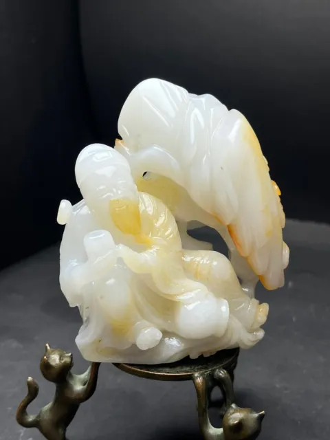 Chinese Exquisite Handmade Figure carving Hetian Jade Statue