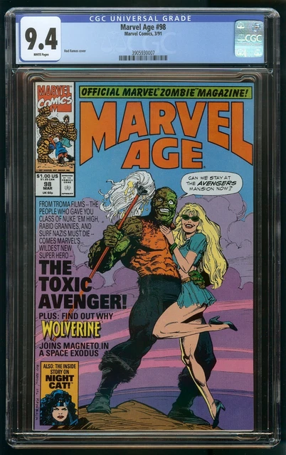 MARVEL AGE (1991) #98 CGC 9.4 1st TOXIC AVENGER WHITE PAGES
