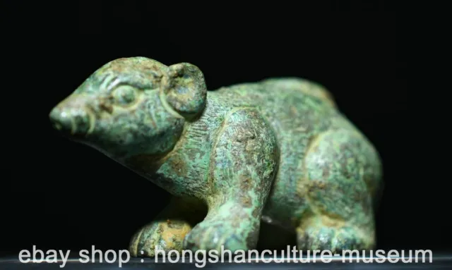2.4" Old Chinese Bronze Ware Tang Dynasty Animal Mouse Statue Sculpture