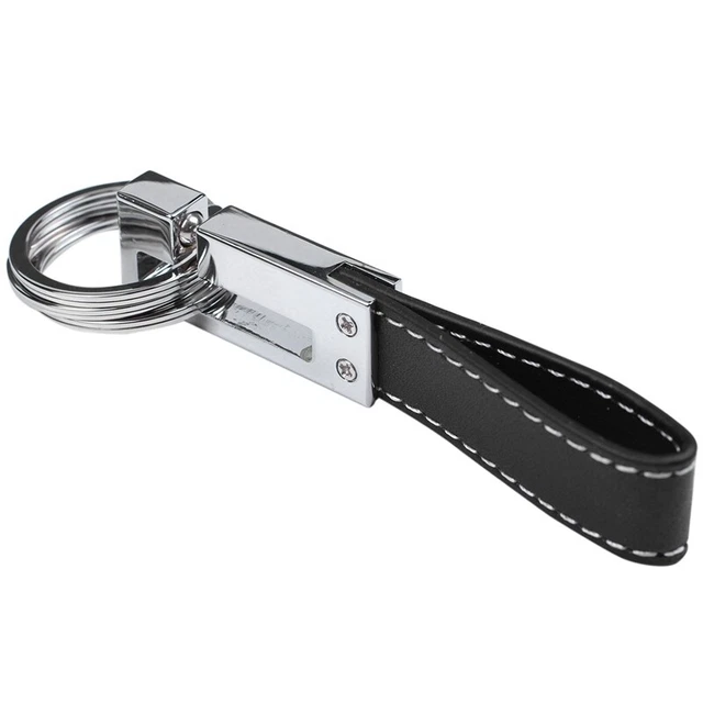 Genuine Leather Belt 3 Loop Strap  Release keyring Keychain Key Fob  Black + SN6