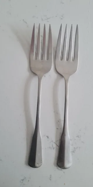 2 X Oneida Vintage Stainless Steel Large Serving Forks Meat Fish Etc