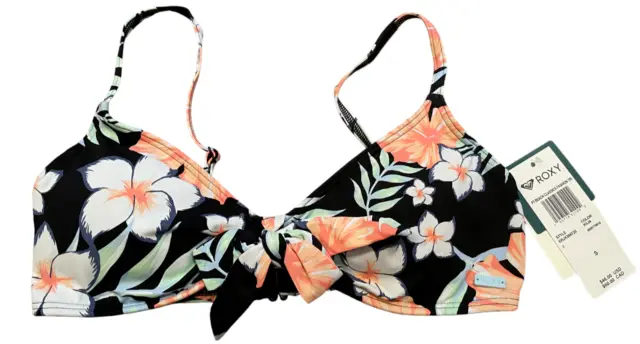 ROXY Floral FT Beach Classics Fashion Triangle Bikini Top size Small NEW nwt