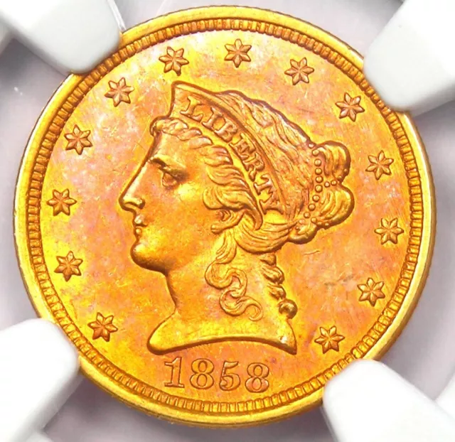 1858 Liberty Gold Quarter Eagle $2.50 Coin - NGC Uncirculated Details (UNC MS)
