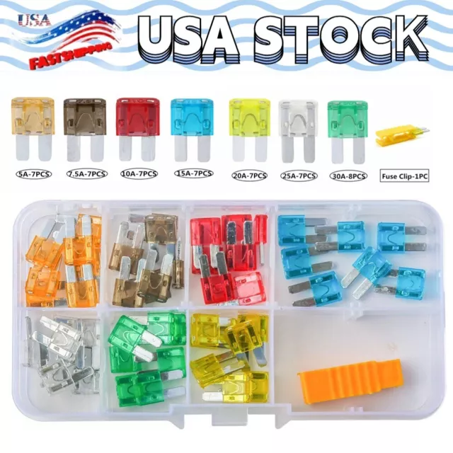 50pcs Micro2 Blade Fuses Assorted Kit Car Truck 30A 25A 20A 15A 10A 7.5A 5A