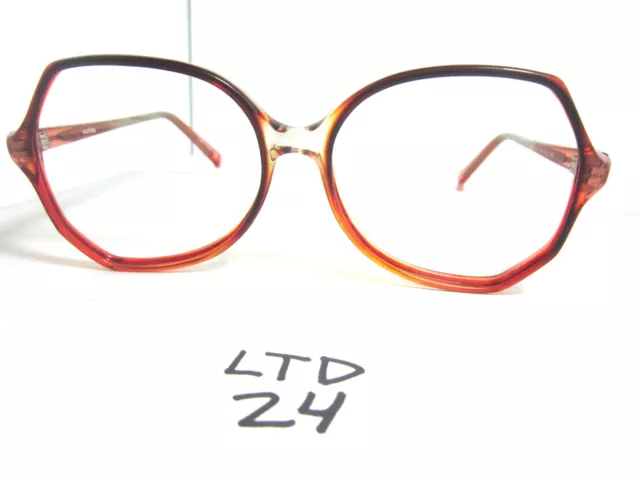 Vintage 80s Round Oversize Sun/Eyeglass Frame Cognac Cranberry Crystal (LTD-24)