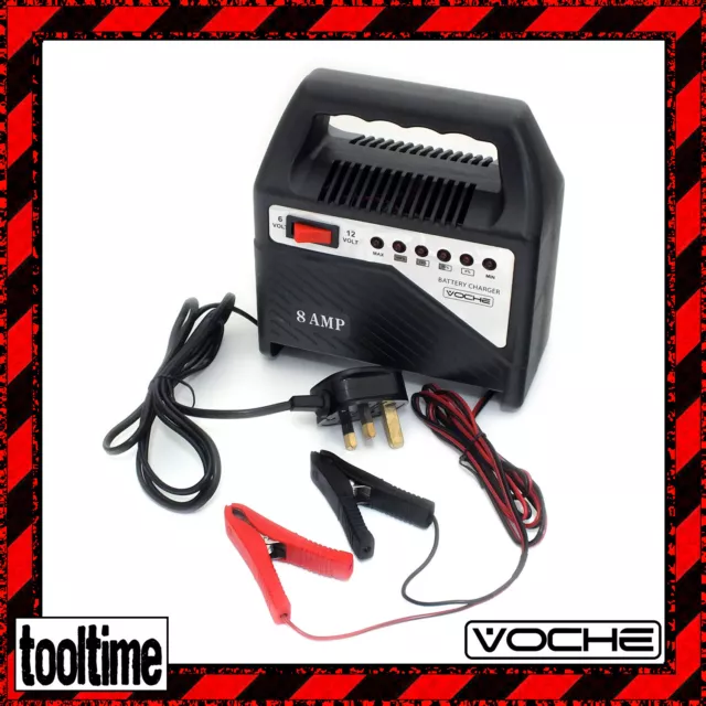 Voche® 8Amp 6V 12V Compact Car Motorbike Van Bike Lawnmower Battery Fast Charger