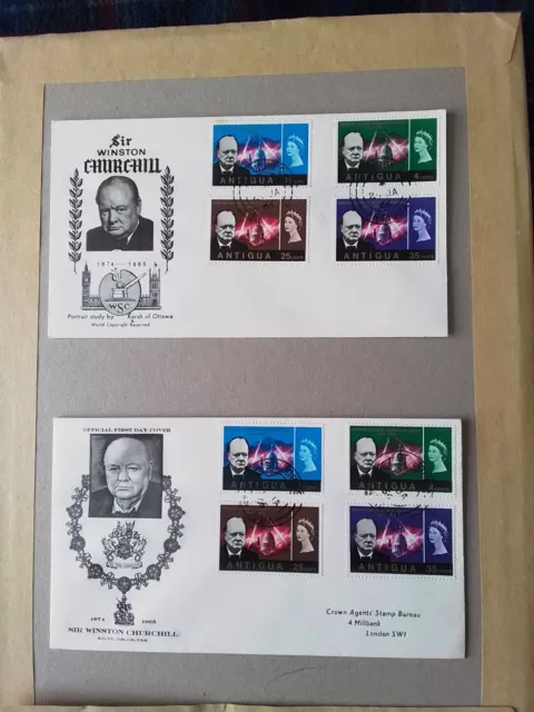 Winston Churchill - 1966 - sets on 2 First Day Covers - Antigua (C1)