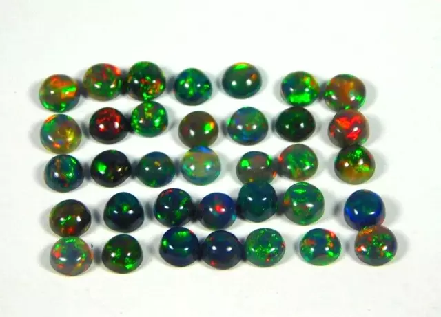 20 pz opale nero etiope naturale 4 mm forma rotonda cabochon taglio pietra preziosa sciolta